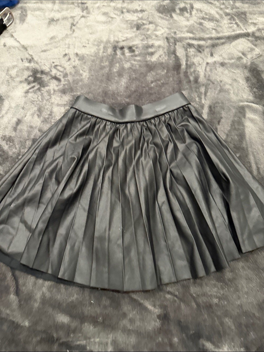 Zara Black Pleated Faux Leather Skater Skirt